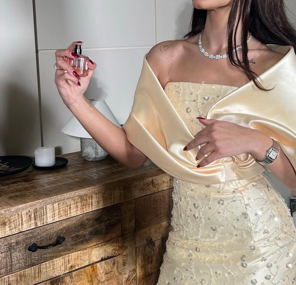 Robe Longue en Satin Brodé