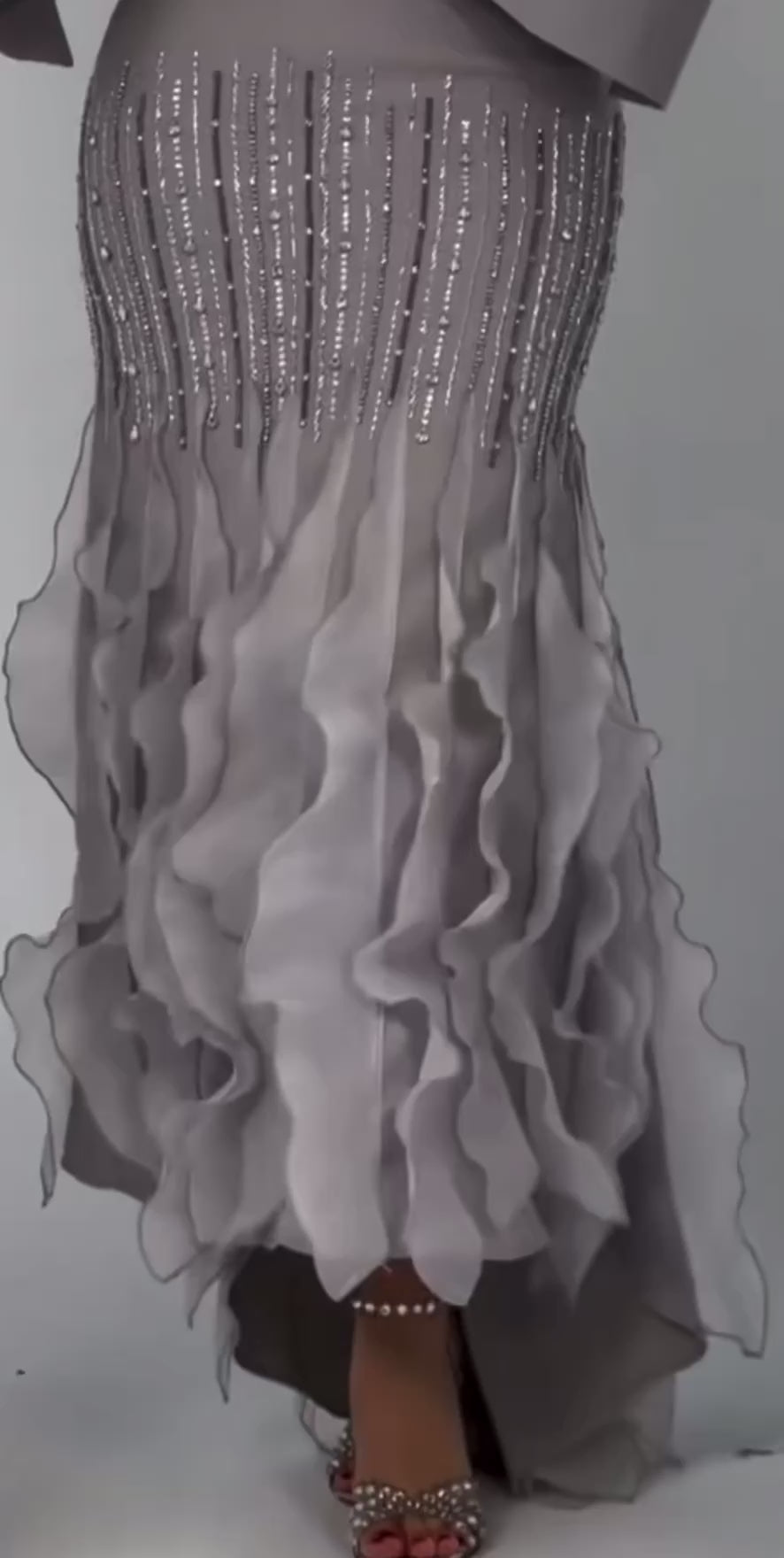 Robe Sirène Argentée & Volants