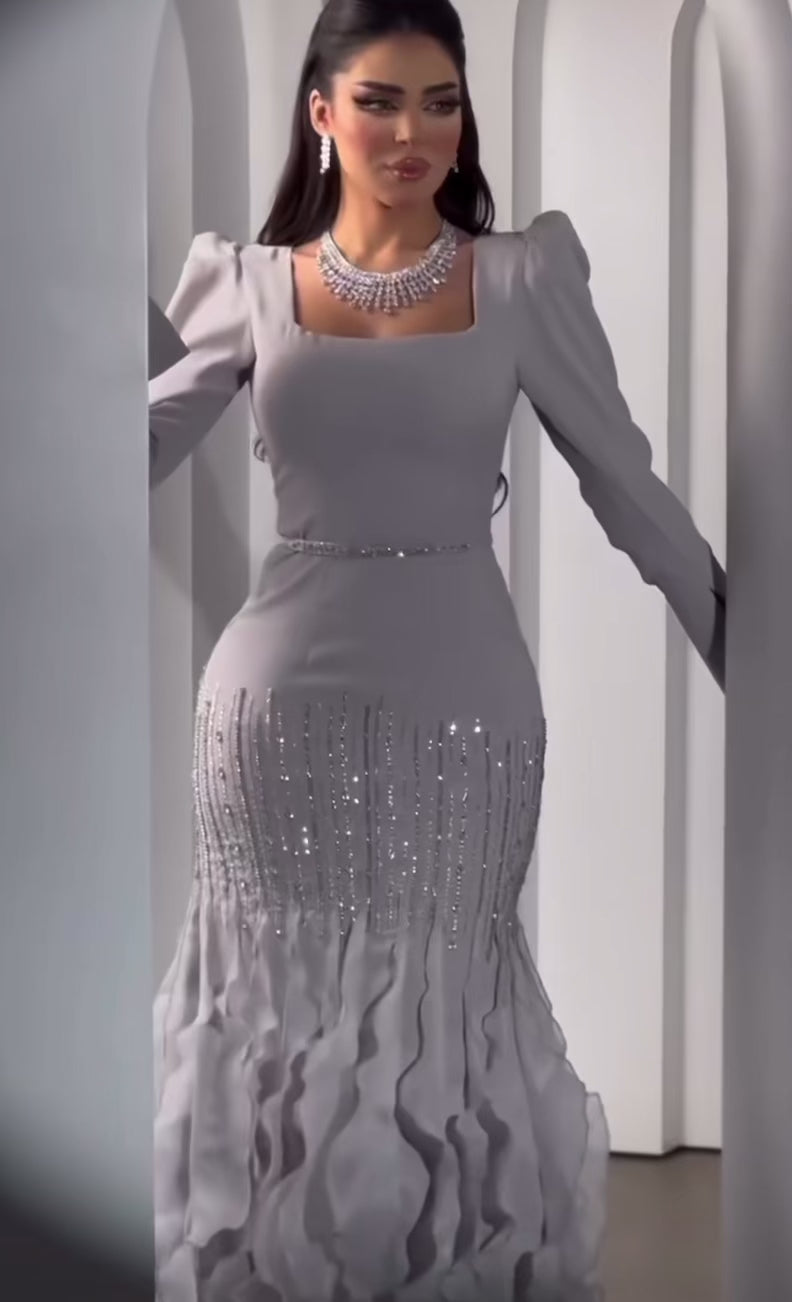Robe Sirène Argentée & Volants